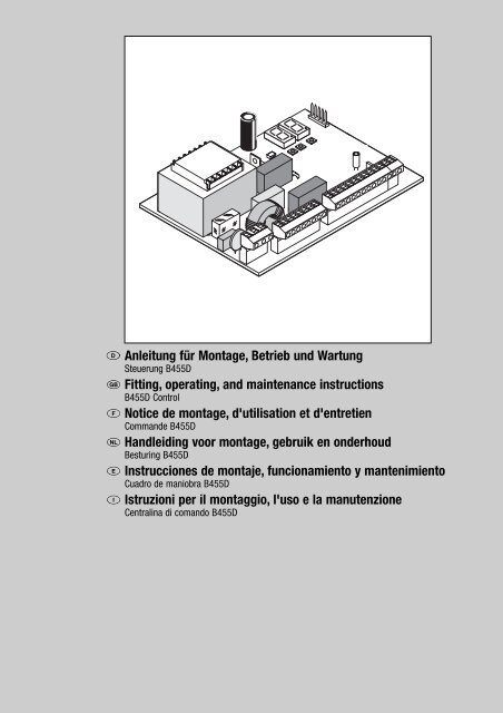 Anleitung fÃ¼r Montage, Betrieb und Wartung Fitting, operating, and ...