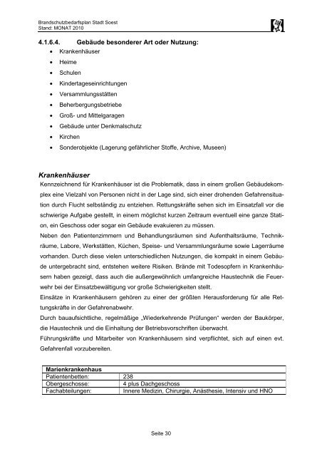 Brandschutzbedarfsplan 2011 - 2015 (PDF) - Stadt Soest