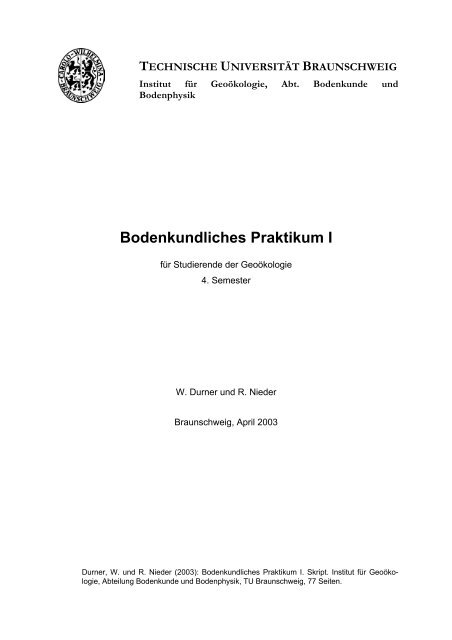 Bodenkundliches Praktikum I - Bodenkunde und Bodenphysik ...