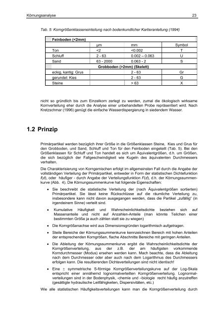 Bodenkundliches Praktikum I - Bodenkunde und Bodenphysik ...