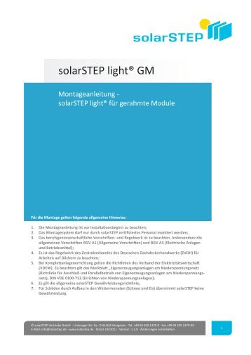 Montageanleitung solarSTEP light GM