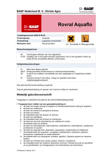 Etiket Rovral Aquaflo - Basf