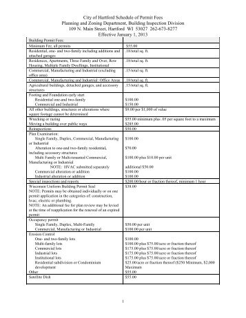 Fee Schedule - City of Hartford