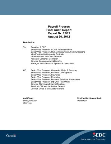 Payroll Process - Final Audit Report - Export Development ... - EDC