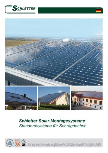 Schletter Solar Montagesysteme Standardsysteme für Schrägdächer