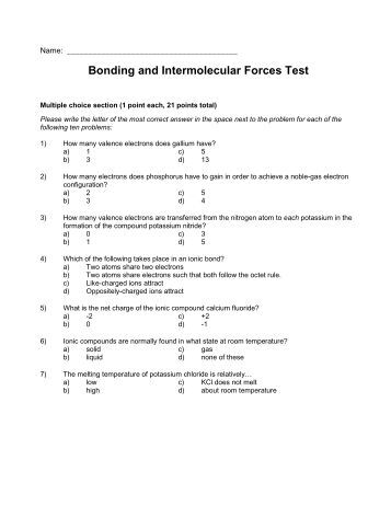 Printables Work Sheet On Types Of Intermolecular Forces worksheet 15 intermolecular forces chemical bonds are bonding and test