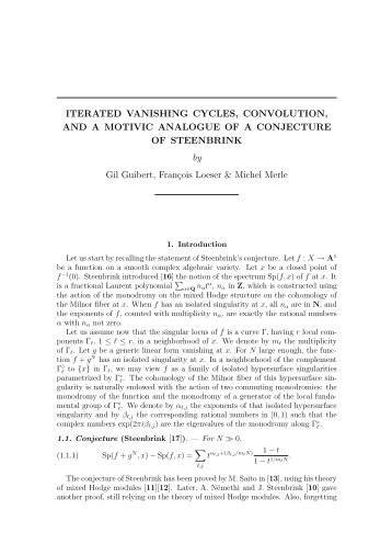 ITERATED VANISHING CYCLES, CONVOLUTION, AND A MOTIVIC ...