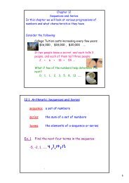 12.1 Arithmetic Sequences and Series sequence a set of numbers ...