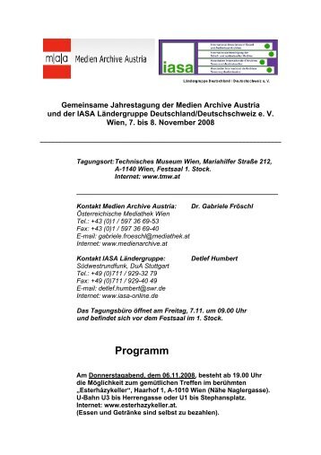 Programm - IASA-LÃ¤ndergruppe Deutschland/Deutschschweiz e. V.