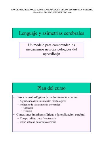 Lenguaje y asimetrÃ­as cerebrales Plan del curso - Resodys