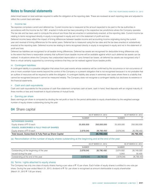 IDFC ASSET MANAGEMENT COMPANY LIMITED - IDFC Mutual Fund