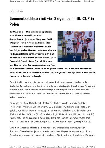 Sommerbiathleten mit vier Siegen beim IBU ... - Sommerbiathlon.net