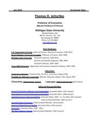 Curriculum Vitae - Department of Economics - Michigan State ...