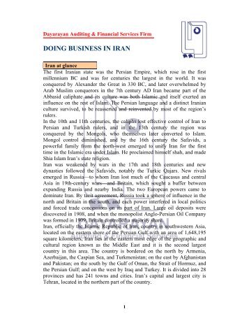 Doing Business in Iran (Dayarayan) - Pars Times