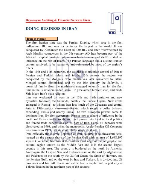 Doing Business in Iran (Dayarayan) - Pars Times