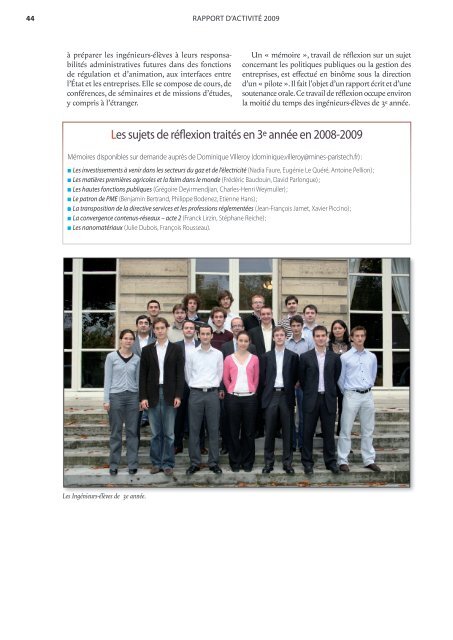 rapport d'activitÃ© 2009 - MINES ParisTech