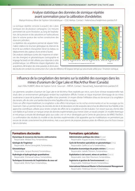 rapport d'activitÃ© 2009 - MINES ParisTech