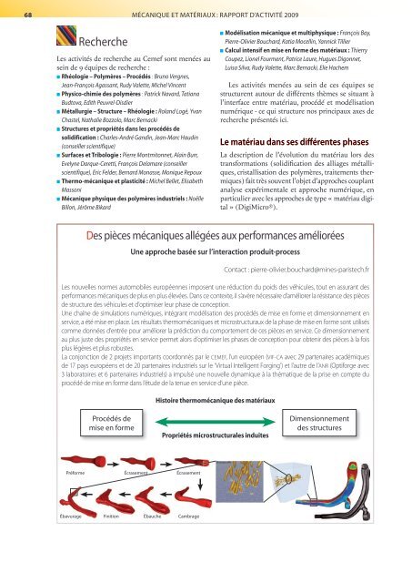 rapport d'activitÃ© 2009 - MINES ParisTech