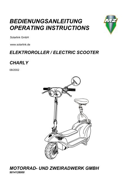 BEDIENUNGSANLEITUNG OPERATING INSTRUCTIONS