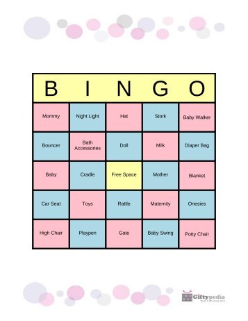 Baby Shower Bingo (10 game cards) - Giftypedia