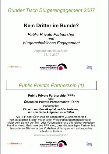 Public Private Partnership - Engagementwerkstatt