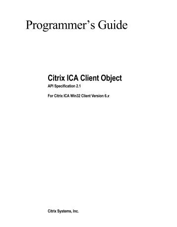 Programmer's Guide - Citrix Knowledge Center