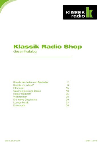 Produktkatalog - Klassik Radio Shop