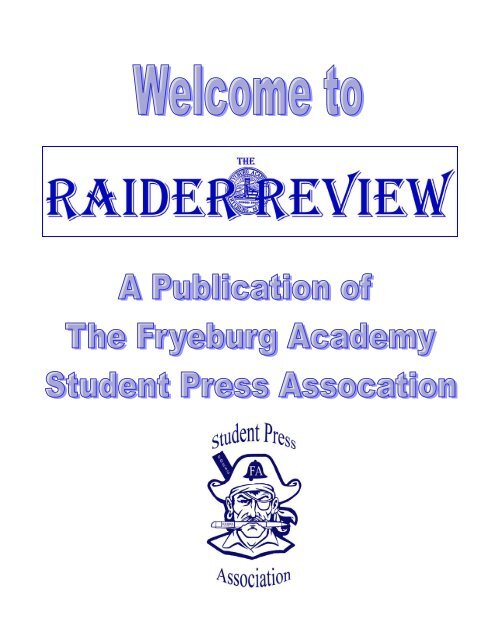 Raider Review Welcome Issue 2011 - Fryeburg Academy