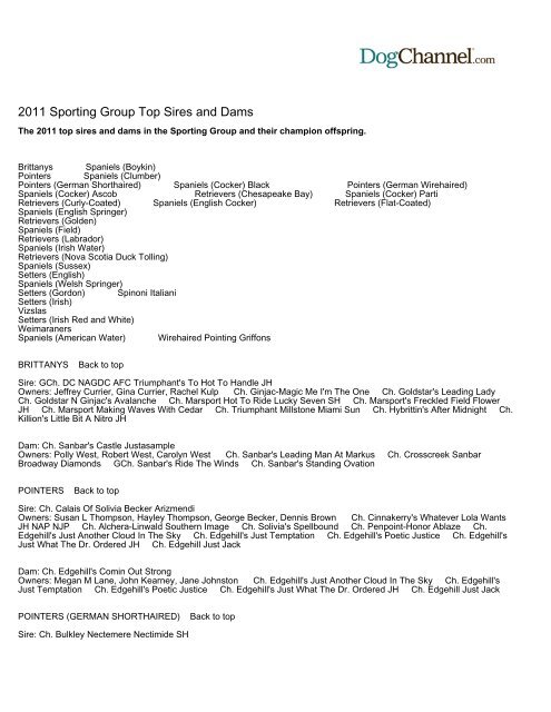 2011 Sporting Group Top and Dams - Dog Channel
