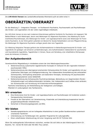 Oberarzt Abt KJP Integrative Therapie_270611 - LVR-Klinik Viersen