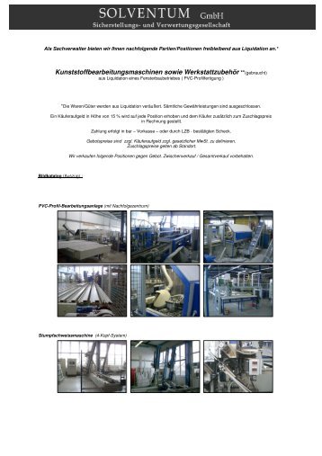 Exposé Kunststoffbearbeitung - Solventum GmbH