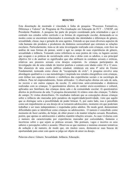 olhares de "crianÃ§as" sobre gÃªnero, sexualidade e infÃ¢ncia - UNESP