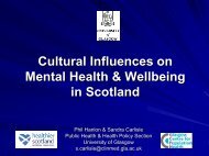 Cultural Influences on Mental Health & Wellbeing in Scotland