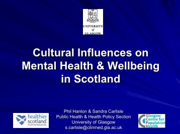 Cultural Influences on Mental Health & Wellbeing in Scotland