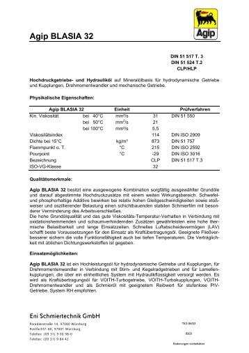 Agip BLASIA 32 - Korb Schmierstoffe