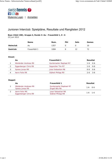 Swiss Tennis - Schweizerischer Tennisverband [swt05] - beim ...