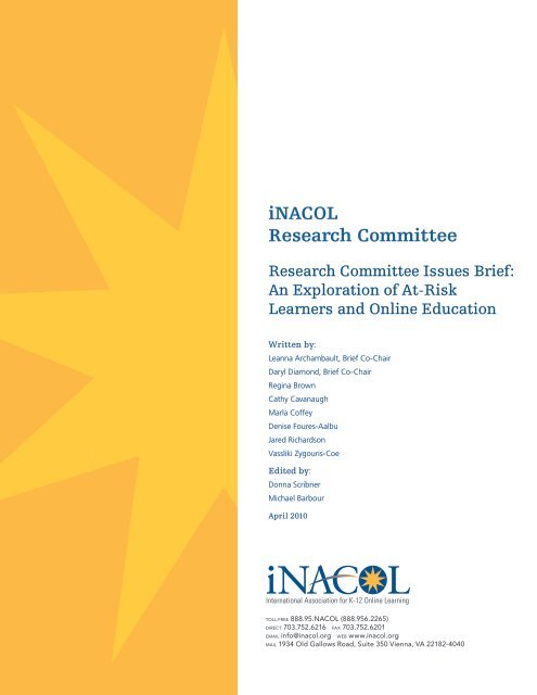 An Exploration of At-Risk Learners and Online Education - iNACOL