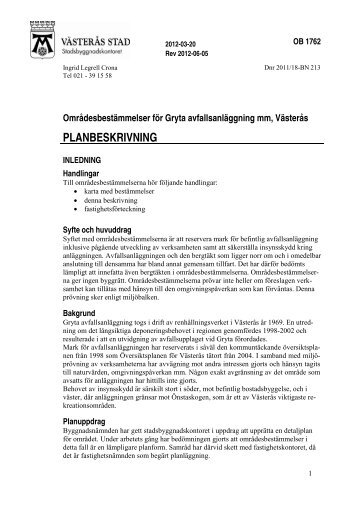 PLANBESKRIVNING - VÃ¤sterÃ¥s stad