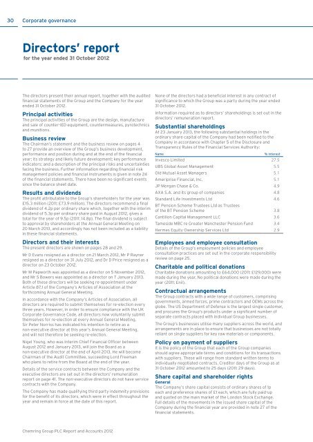 Chemring Group PLC |Annual Report and Accounts 2012