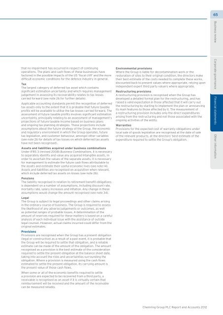 Chemring Group PLC |Annual Report and Accounts 2012