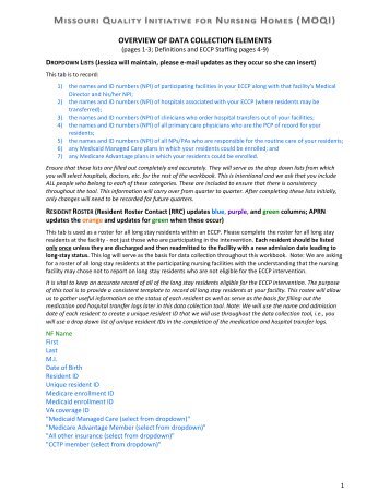 overview of data collection elements - Nursing Home Help
