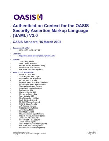 Authentication Context for the OASIS Security Assertion Markup ...