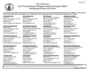 Approved Lender List 13-14 - City of Pomona