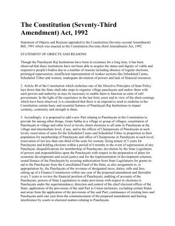 The 73rd and 74th Constitutional Amendments Acts - nrcddp