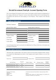 Herald Investment Fund plc Account Opening Form