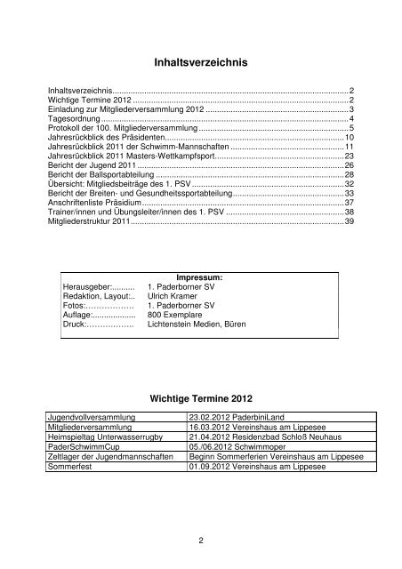 Chlorbrille 2012 - 1. Paderborner Schwimmverein