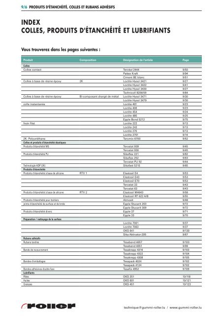 Produits d'Ã©tanchÃ©itÃ©, colles et rubans adhÃ©sifs - Roller Belgium