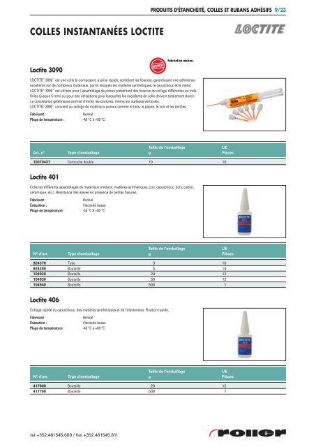 Produits d'Ã©tanchÃ©itÃ©, colles et rubans adhÃ©sifs - Roller Belgium