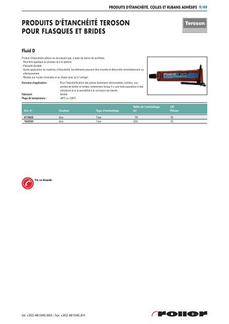 Produits d'Ã©tanchÃ©itÃ©, colles et rubans adhÃ©sifs - Roller Belgium