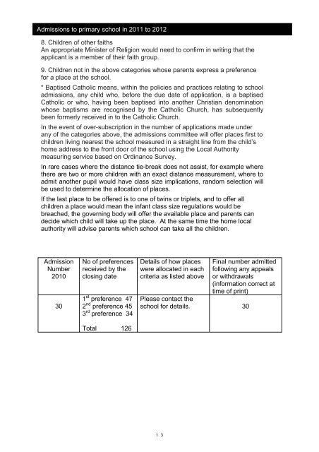 Admission to Primary School 2011-2012 Booklet - Wigan Council